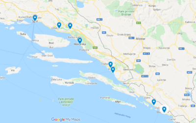 Dalmácie Chorvatsko - interaktivní mapa