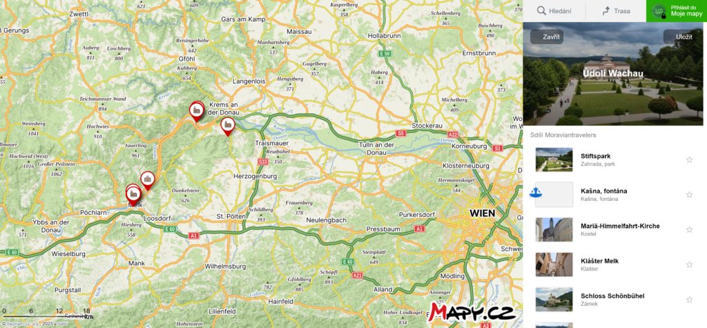Interaktivní mapa - Údolí Wachau