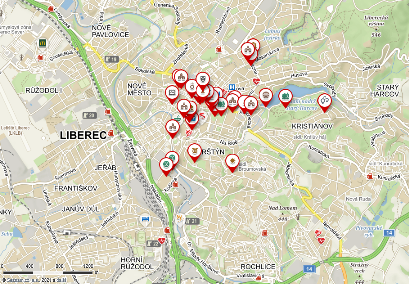 mapa Liberec