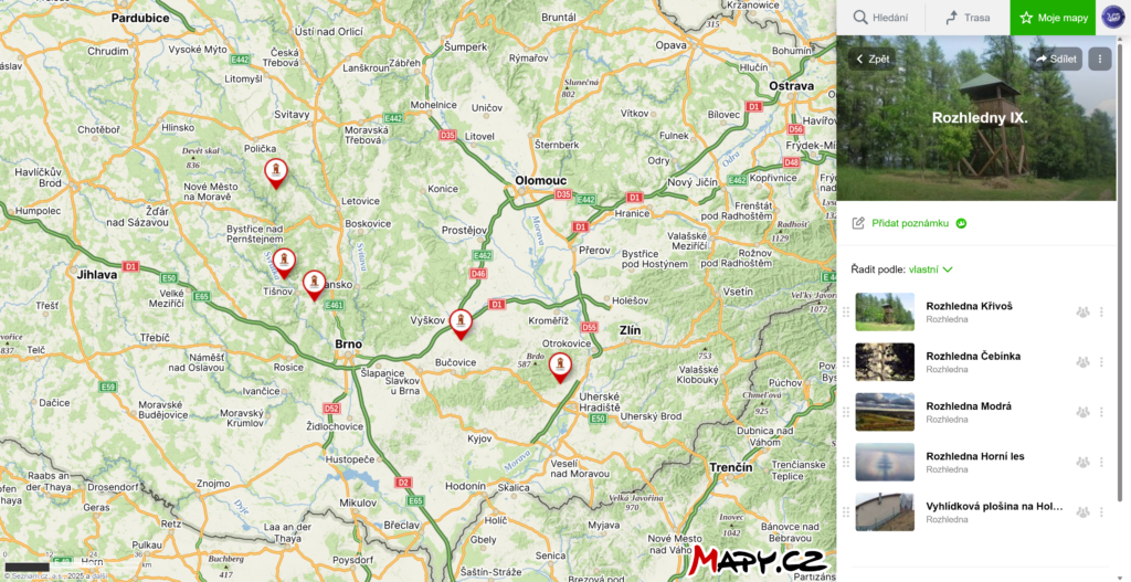 Rozhledny VIII. Interaktivní mapa - rozhledny