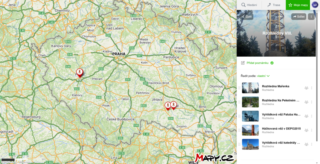 Rozhledny IX. Interaktivní mapa